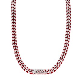 Diesel DX1416040 Men's Steel Necklace Length: 450 mm + 50 mm, Width: 21.9 mm, Height: 8 mm Red Stainless Steel Necklace, Stainless Steel, No Gemstone
