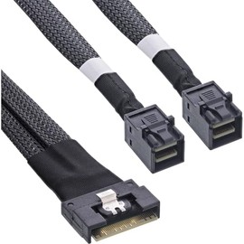 InLine Slim SAS cable, SFF-8654 8i to 2x SFF-8643, 0.75m, 27648B
