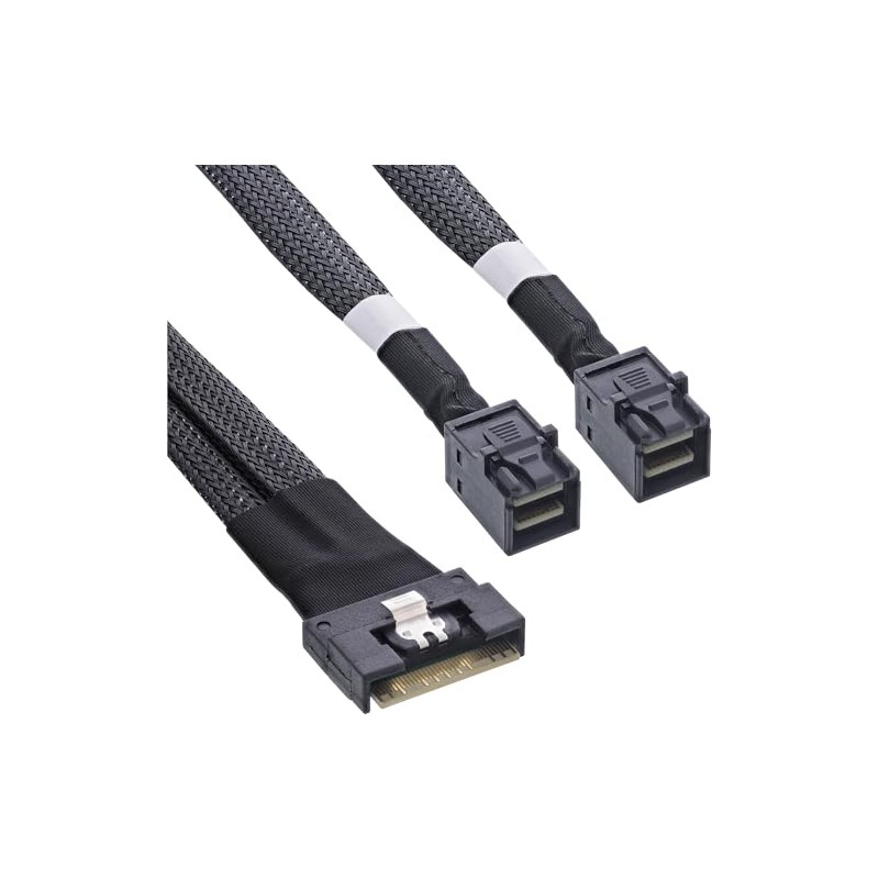 InLine Slim SAS cable, SFF-8654 8i to 2x SFF-8643, 0.75m,