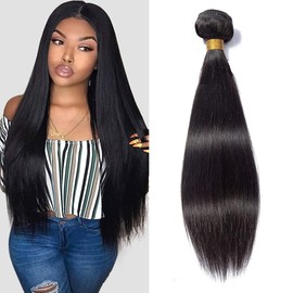 HeioWuio Straight Brazilian Remy Hair 1 Bundles Extensions For Women Weaves Double Weft Human Bundles 14 Inch