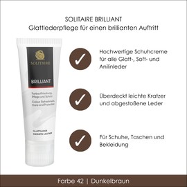 Solitaire Brillant 75 ml Shoe Cream in a Tube, Intensive Care and Waterproofing for Shoes, Bags and Clothing Made of Leather