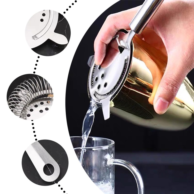 2pcs Fine Mesh Strainer with Handle Cocktail Strainer Stainless Steel