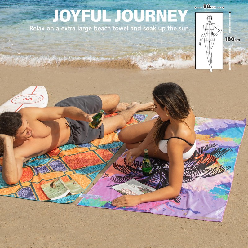 Winthome Beach Towel, Extra Large Microfibre Beach Towel for Adult,