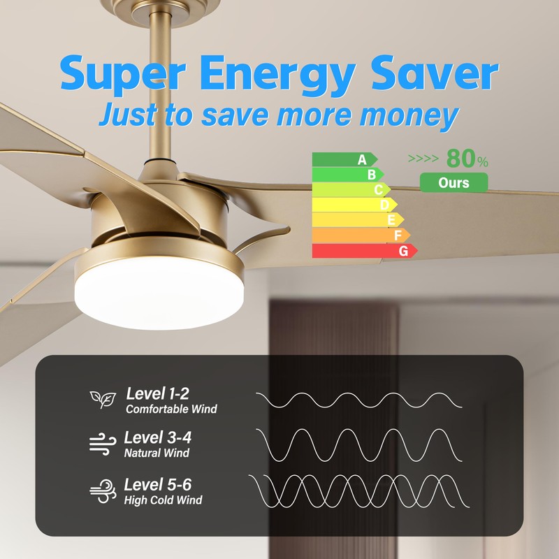 Esiovco Ceiling Fan with Lights and Remote, 3 Blade App