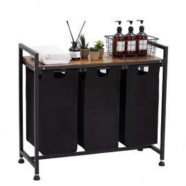 Laundry Hamper with Shelf, Laundry Basket 3 Organizer, Laundry Sorter with Shelf, Removable Laundry Bag, Top Shelf, Clothes Hamper Sorter for Bathroom Bedroom Laundry Room Dorm 3 x 11.5 Gal