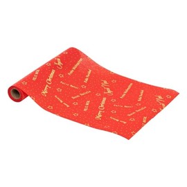 FEERIC LIGHTS & CHRISTMAS - Red Multilingual Fabric with Gold Print 28 x 500 cm