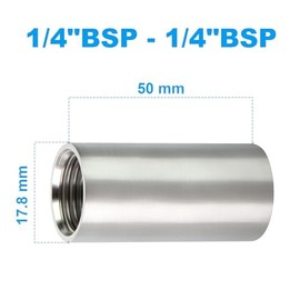 ERGAOBOY 2 Pcs 50MM 1/4" Female Thread X 1/4" Female Thread BSP Nipple Cast Iron Pipe 304 Stainless Steel Pipe Fittings