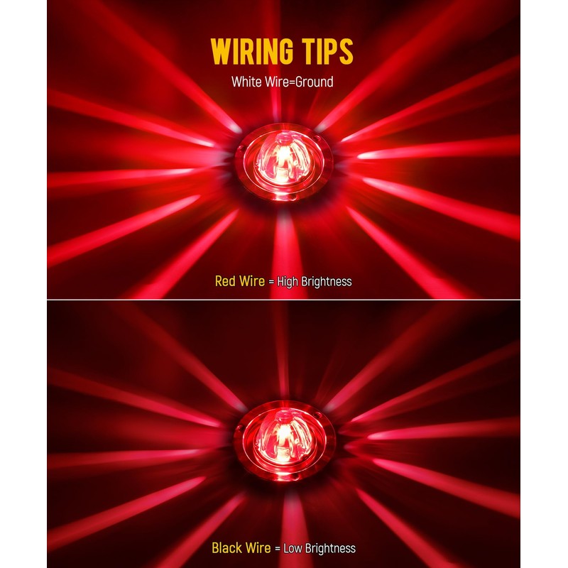 Partsam 2Pcs Red Glass Lens Watermelon Lights Kit LED Stop