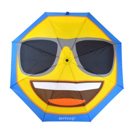 Emoji Unisex Adult Sunglasses Face Automatic Open & Close Compact Folding Umbrella - Blue, N/A