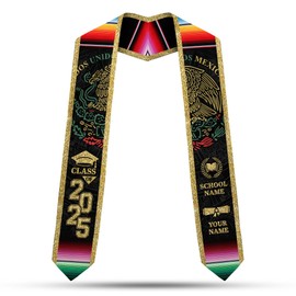 Tinoshop Customized Mexican Graduation Sash, Mexican American Stoles for Graduation 2025, Graduation Flag Sash Gifts (GS4)