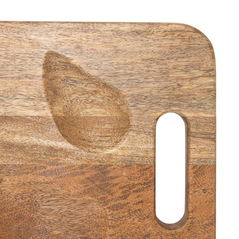 Creative Co-Op Mango Wood Oyster Serving Board with Handles, Natural
