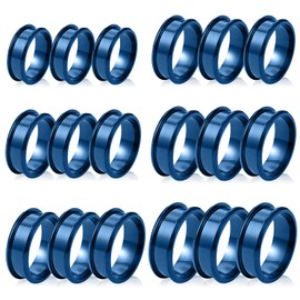 Happtkey 18PCS Stainless Steel Grooved Finger Rings for Inlay Ring DIY Jewelry Making Size 7/8/9/10/11/12 High Polished Silver Round Metal Ring for Men Women 8mm Wide Empty Band Gift