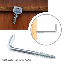 eMagTech 100PCS L Hook Screws Screw-in Hooks Screws Carbon Steel 7-Shaped Screws Right-Angle Hook for Hanging Keys Traction Ropes Clothes 40x15mm