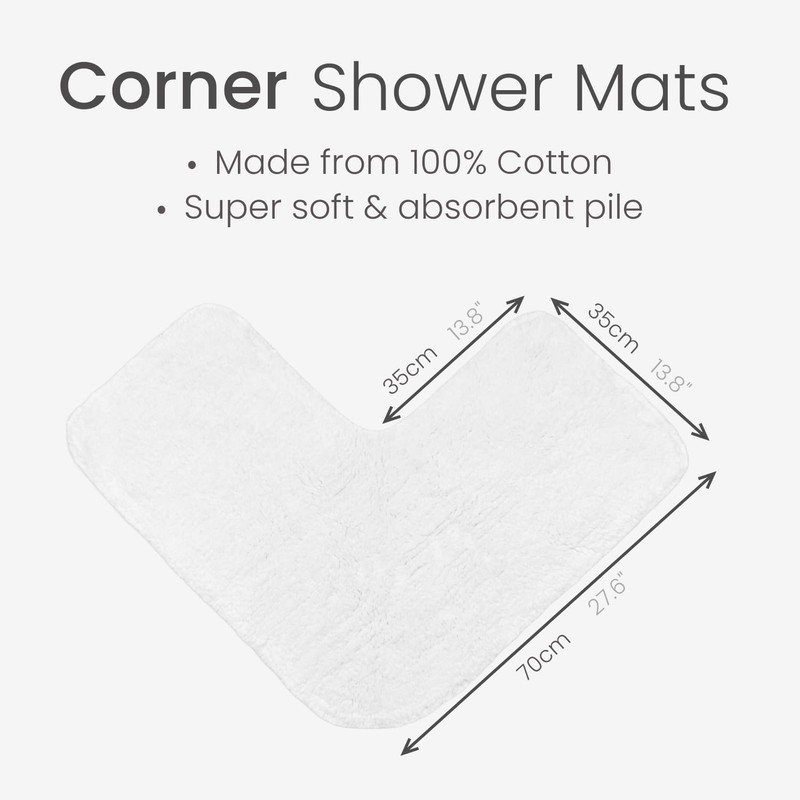 Allure Corner Shower Mat – 100% Cotton L-Shaped Bath Mat