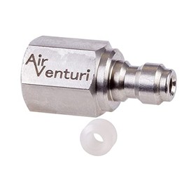 Air Venturi Male Quick-Disconnect, 1/8 BSPP Female Threads, Steel, Rated to 5000 PSI, Incl. Delrin Seal