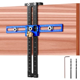 Poiyham Cabinet Hardware Handle Jig, Adjustable Cabinet Hole Drilling Template Tool for Knobs,Handles and Pulls, Aluminum Alloy Door Knob Drawer Pull Jig, Precise Drill Guide for Punch Locator