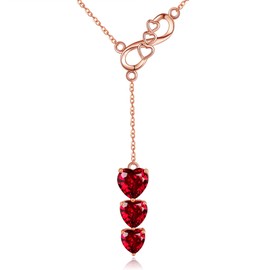 Ruby Heart Necklace 925 Sterling Silver CZ Heart Shape Pendant Ruby Heart Y Necklace Infinity Jewellery Gifts for Women Girls