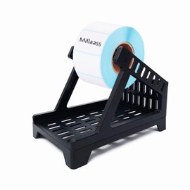Millaass Label Holder, Thermal Label Holder for Rolls and Fan-Fold Labels, Shipping Label Roll Holder,Work with Desktop Label Printer for Office and Home (Black)