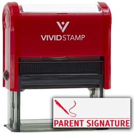 Parent Signature Teacher Self Inking Rubber Stamp (Red Ink) - Medium
