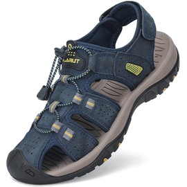 FLARUT Sandalias deportivas para hombre, sandalias de senderismo al aire última intervensión, puntera cerrada, de piel, ligeras, para caminatas, informales, zapatos de agua, C- azul, 8.5 US