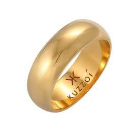 Kuzzoi 0610330620 Men's Band Ring Made of 925 Sterling Silver Gold-Plated Basic Silver Ring Gold (9 mm) in Classic Design, Wide Ring for Men Smooth Polished Ring Size 60 - 66, Sterling Silver
