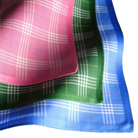 Pack of 3 Ladies Premium 100% Combed Cotton Handkerchiefs 35cm x 35cm Model P05, assorted colours