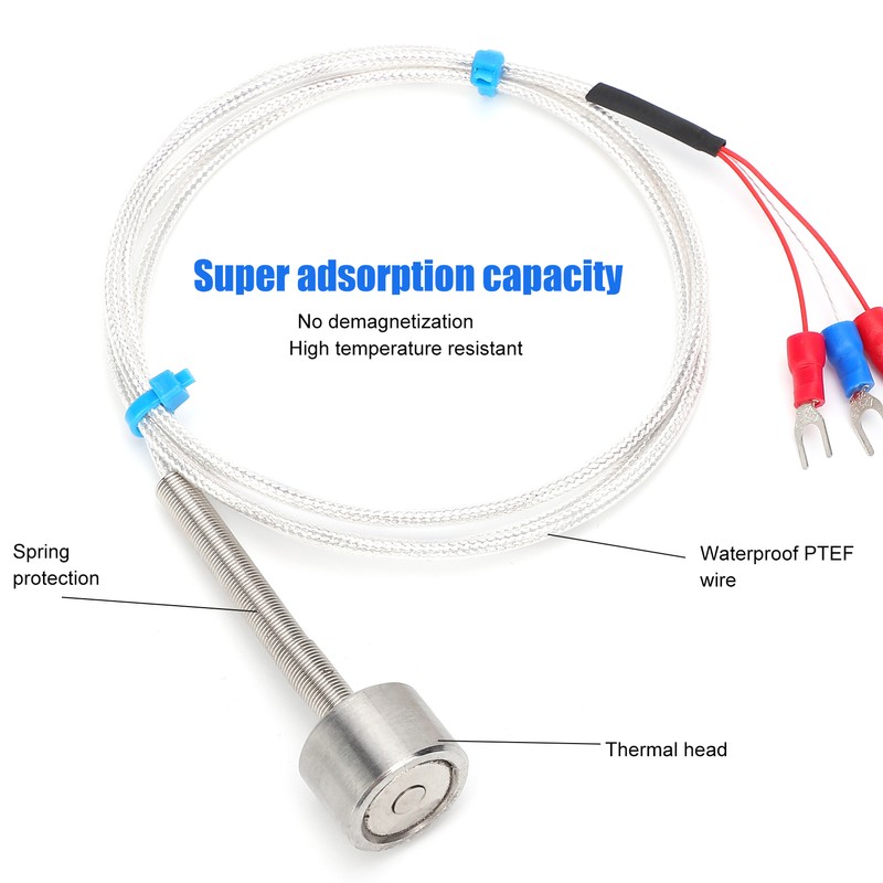PT100 Magnetic Temperature Sensor Waterproof Adsorption Thermistor -60 to +150℃(5meters
