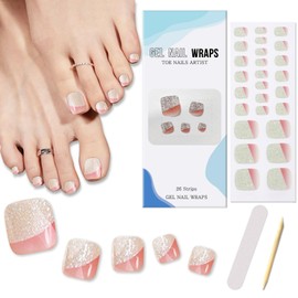 Boloshine 26Pcs Halbgehärtete UV Gel Nagelfolie, Glänzend Selbstklebend Nagelfolie Für Fußnägel, Langanhaltend Gel Strips Nägel UV, Gel Nail Sticker UV/LED-Lampe Erforderlich - Silbern Gehüllt
