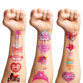 102 PCS Happy Mother’s Mothers Day Temporary Tattoos Birthday Themed Party Decorations Supplies Favors Decor Cute Best Mom Ever Stickers Tattoo Gifts for Class Prizes Women Kids Boys Girls Carnival