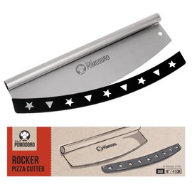 Chef Pomodoro 16 Inch Pizza Cutter Rocker Blade – Stainless Steel Rocking Pizza Cutter Knife with Cover – Professional Pizza Slicer – Large Pizza Rocker Knife for Big Pizzas and Flatbreads