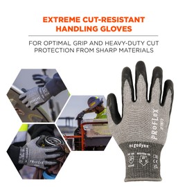 Ergodyne ProFlex 7072 Cut Resistant Work Gloves, ANSI A7, ASX Nitrile Coated Palms for Enhanced Grip on All Surfaces, Abrasion Resistant, 18g HPPE and Tungsten