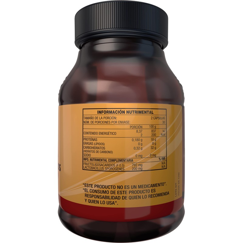 Essential Nutrition Lactobacillus y FOS 60 Cápsulas de 500 mg