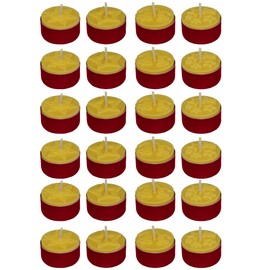 24 Tea Lights Christmas Motif in Red Aluminium Bowls Made from 100% Pure Beeswax