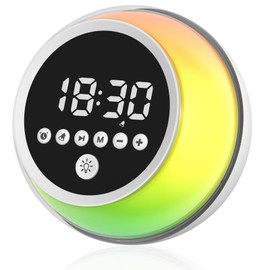DINVEL Alarm Clock Wake Up Light with Bluetooth Speaker for Kids, Adults, Portable Multi-Functional Night Light and Wireless Music Player for Bedroom Outdoor, Gift Ideas
