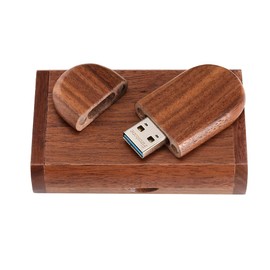 Novelty Wood USB 3.0 Flash Drive 32GB Data Storage Memory Stick USB Stick Pendrive with Wooden Box (Brown)