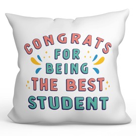 MUGFFINS STUDENT Cushion Padding included - in English - Congrats for being the best - Funny gift - Pillow: cover and filling 15.7x15.7 inches