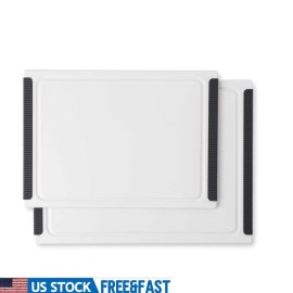 2-Piece Cutting Board Set Non-Slip Reversible Juice Grooves Kitchen Tools New