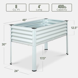 Best Choice Products Best Choice Products 48x24x30in Galvanized Raised Garden Bed, Metal Elevated Planter Box, Vegetable Garden for Backyard, Patio, Balcony - Silver