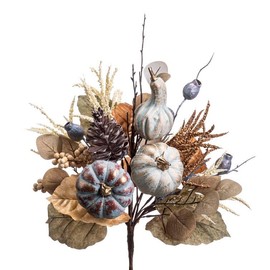 Napco Artificial Faux Fall Winter Spray Pick Seasonal Accent Décor 17 Inch Styrofoam Rustic Pumpkin, Gourd, and Berry Foliage