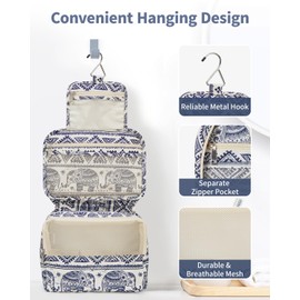 Narwey Small Hanging Travel Toiletry Bag for Women, Travel Bag for Toiletries, Makeup Bag Organizer Cosmetic Bags Make Up Bags for Girls (Elephant)