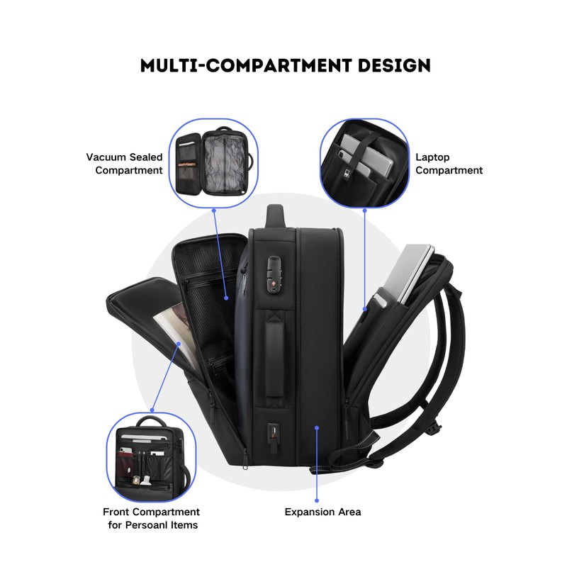 Vacuum Seal Travel Backpack 70L Expandable Air Compression System, Water