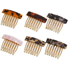 6Pcs Acetate Exquisite Hair Side Combs Small Seven-tooth Hair Decorative Bangs Comb Pin Headpiece Hair Jewellery Fashion Styling Accessories for Women