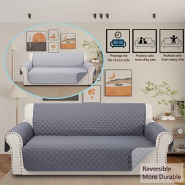 Luxshare Home Reversible Sofa Covers Couch Cover Furniture Protector for 3 Cushion Couch Sofa(Sofa,Dark Grey/Light Grey)