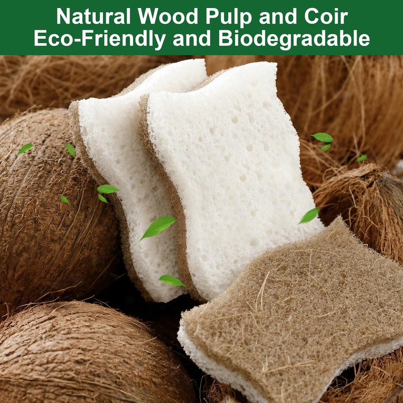 LILAC Natural Cellulose Sponges for Dishes - Ergonomic Non-Scratch Kitchen