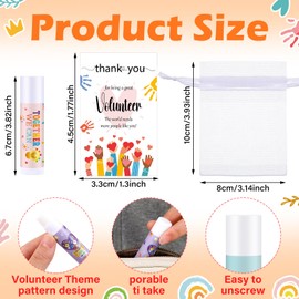 Heigble 36 Sets Volunteer Thank You Gift Lip Balm Thank You Tag Organza Bag Volunteer Appreciation Gifts for Birthday Christmas Thanksgiving Supplies