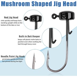 Fishing Jig Heads Ned Rig Hooks Finesse Mushroom Jig Heads Shroom Jigs Ned Hooks for Bass Fishing Soft Plastic Baits 2.8g，3.5g, 4.6g, 7g, 10g (3.5g - 15pcs)