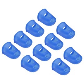 PATIKIL Finger Tips Anti Slip Fingertip Protector, 10 Pack 30mm Silicone Finger Guard for Paper Sorting Sewing Guitar Playing, Dark Blue XL Size