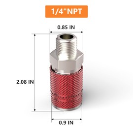 GASHER 12PCS Red 1/4-Inch Male Industrial Coupler,1/4 Inch NPT Male Threads Size, Quick Connect Air Coupler