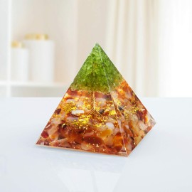 Amogeeli Tree of Life Energy Pyramid Generator for Protection, Orgone Crystal Pyramid for Home Decor