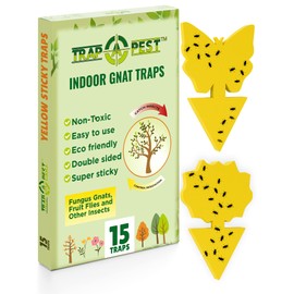 15 pcs Gnat Traps for House Indoor, Fungus Gnat Sticky Traps for Plants, Sticky Traps for Gnats - Plant Sticky Traps for Bugs, Sticky Fly Traps for Plants Trap Fungus Gnat, Fruit Fly and Other Insects